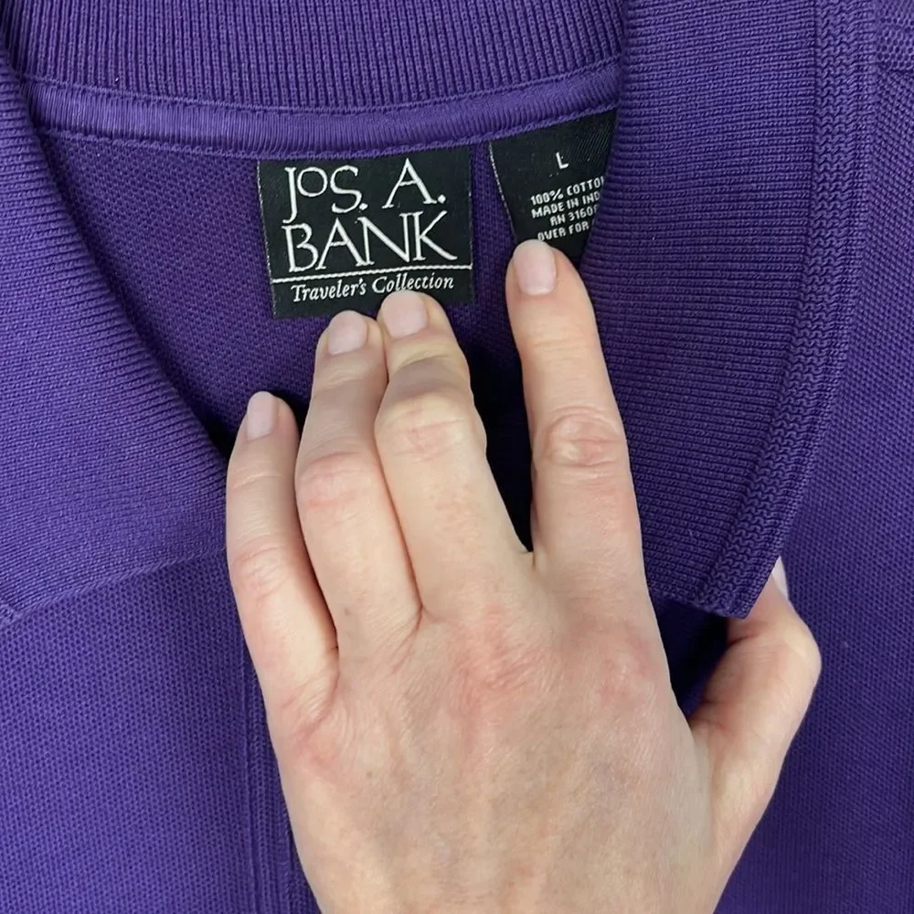 Jos. A. Bank men’s polo  collared shirt Purple Size Large. Traveler’s Collection